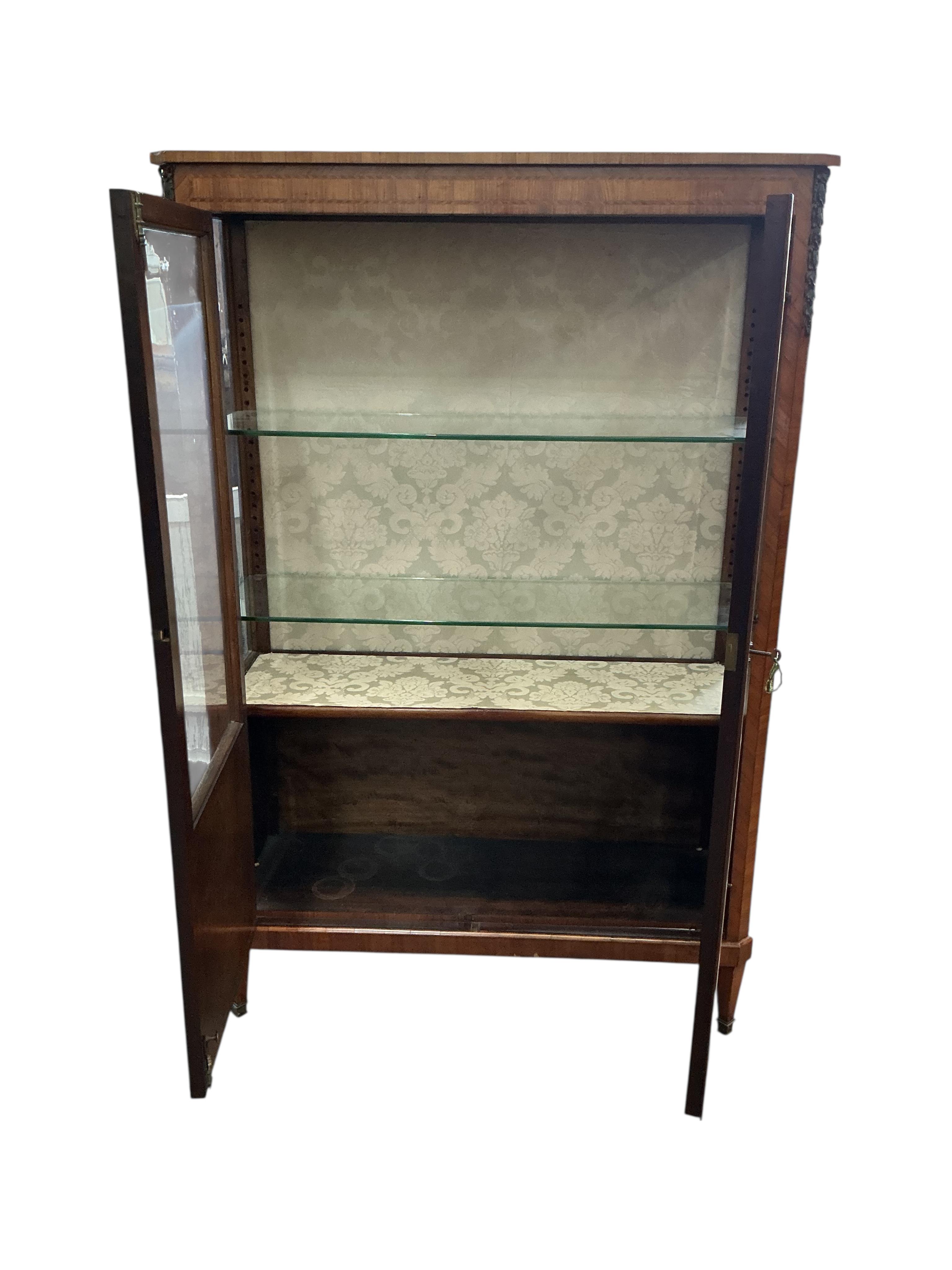 A 19th century French marquetry inlaid kingwood vitrine, width 108cm, depth 41cm, height 163cm